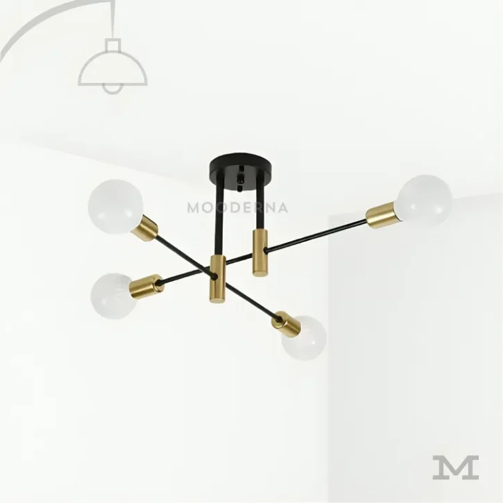 Luminaria Julietta Black and Gold con diseño moderno en fondo blanco.