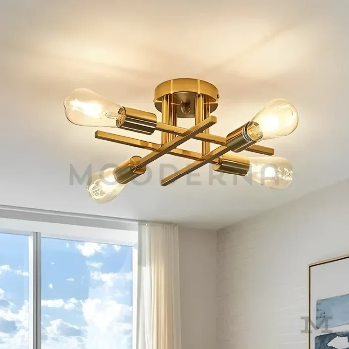 Vista cercana del diseño de la luminaria Dahlia Gold.