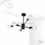 Luminaria Daphne Black con diseño simétrico en acabado negro mate sobre fondo blanco.