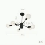 Vista detallada con medidas reales de la luminaria.