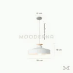 Vista con dimensiones de la luminaria.