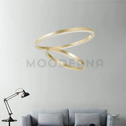 Sala de estar moderna con luminaria Billy Golden.