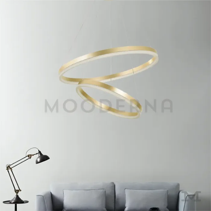 Sala de estar moderna con luminaria Billy Golden.