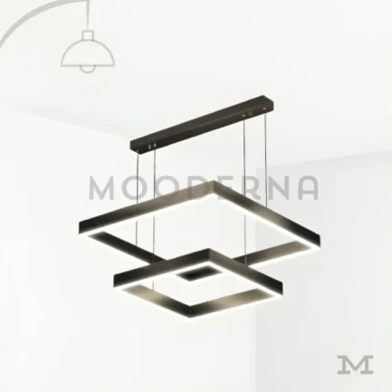 Luminaria Coral Black sobre fondo blanco con logo de Mooderna.