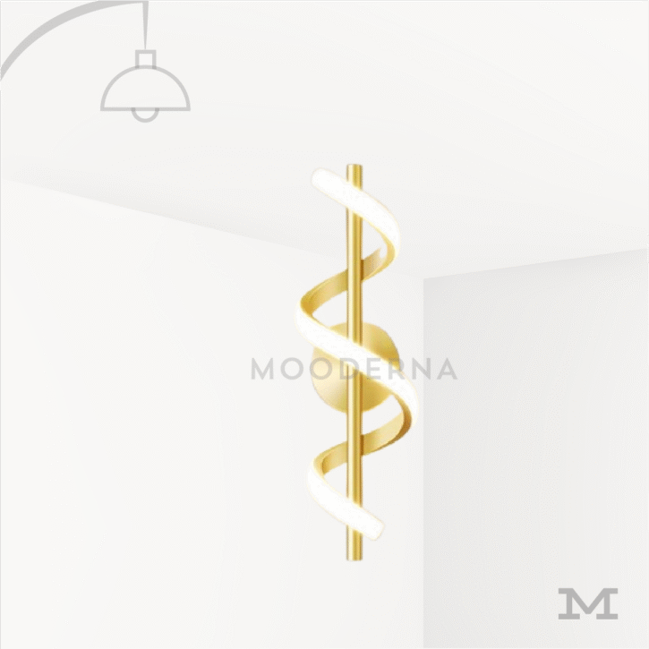Luminaria Michelle Gold vista técnica con diseño en espiral.