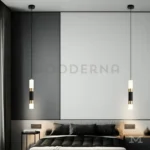 Luminaria Saida One sobre una cama o rincón decorado.