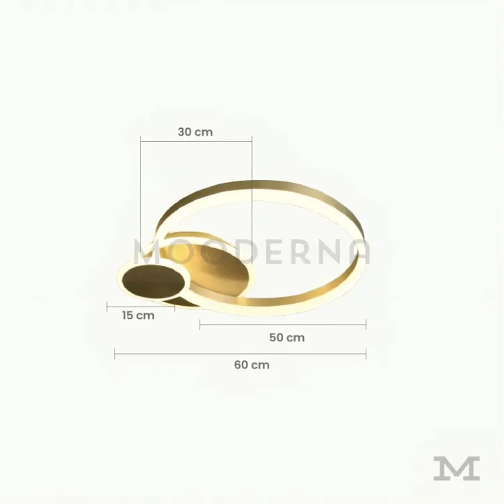 Luminaria Trueno Gold con dimensiones técnicas.