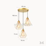 Dimensiones de la Luminaria Regina Gold con base circular.