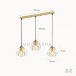 Dimensiones de la Luminaria Regina Gold con base rectangular.