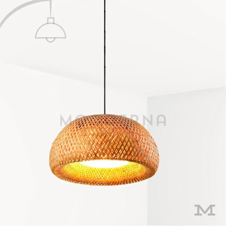 Luminaria Zafira colgante en ratán natural, estilo bohemio.