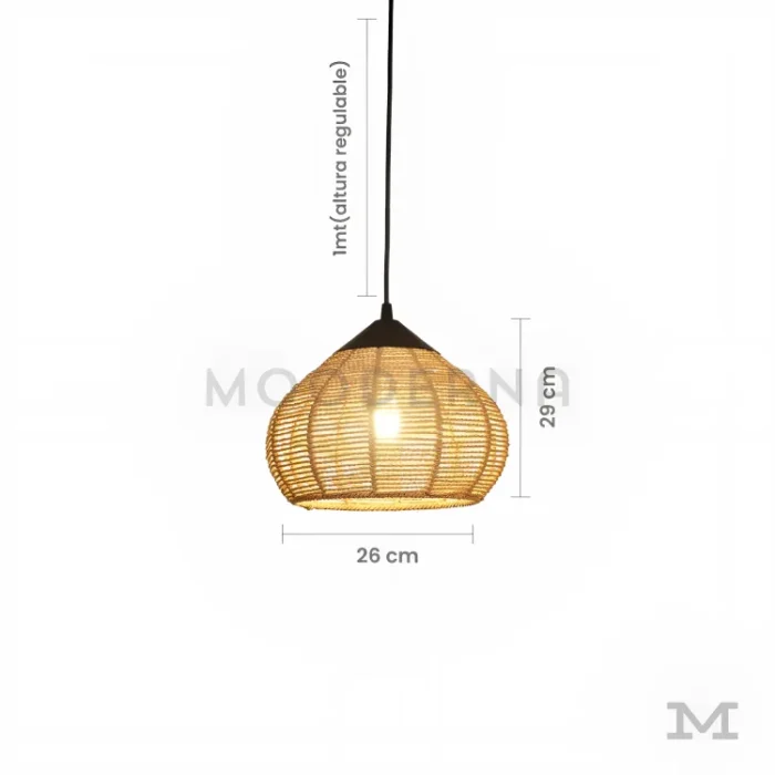 Medidas de la Luminaria Graciela: 26 cm de diámetro, 29 cm de altura