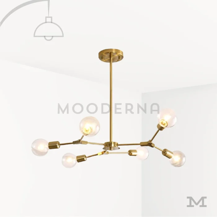 Luminaria Megumi Gold con fondo blanco en vista frontal.