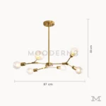 Luminaria Megumi Gold con medidas: 87 cm de diámetro, 32 cm de alto.