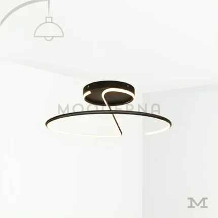 Luminaria Akira Black sobre fondo blanco con diseño circular moderno.