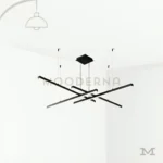 Luminaria Genesis Black con fondo blanco y diseño geométrico.