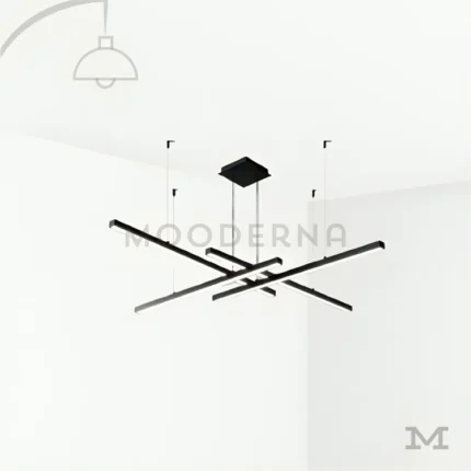 Luminaria Genesis Black con fondo blanco y diseño geométrico.