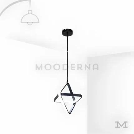 Luminaria Rora Black con fondo blanco en vista frontal.