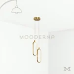 Luminaria Cameron Gold colgante con fondo blanco.