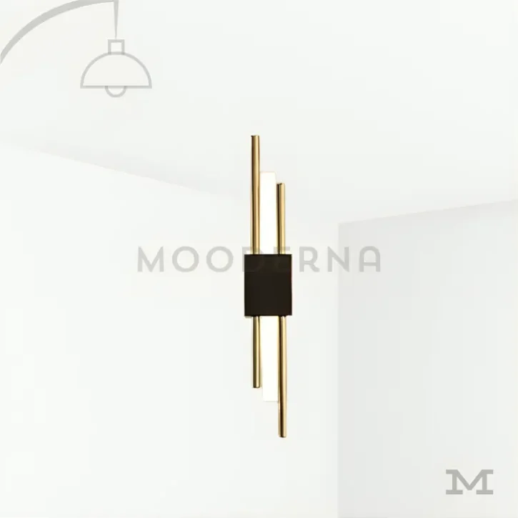 Luminaria Amanda Black and Gold colgante con fondo blanco.