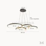Imagen técnica de la luminaria Elisea con medidas de 70 cm de diámetro.