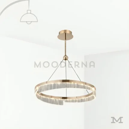 Luminaria Stellar Gold con diseño colgante moderno y elegante.