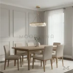 Vista de comedor moderno iluminado con la Stellar Gold.