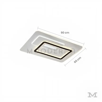 Imagen de la luminaria con indicación de dimensiones: 50 cm de ancho y 10 cm de alto.
