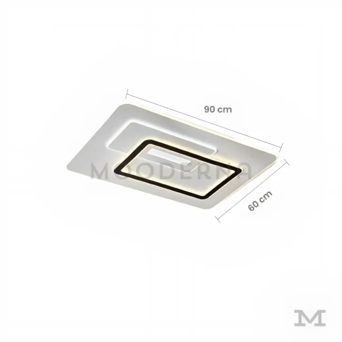 Imagen de la luminaria con indicación de dimensiones: 50 cm de ancho y 10 cm de alto.