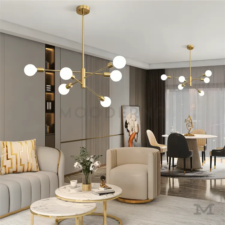 Demuestra su presencia decorativa central. Vista general en sala elegante.