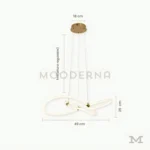 Luminaria Kely Gold con medidas exactas de largo, alto y profundidad