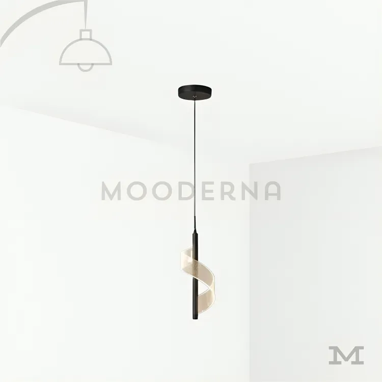 Luminaria Lunisse Black de diseño minimalista Lámpara colgante negra tipo tubo con fondo blanco