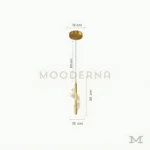 Luminaria Lunisse Gold con medidas visibles. Muestra un diseño estilizado con 30 cm de altura y altura regulable hasta 60 cm, ideal para ajustarse a distintas proporciones de techo. Su forma alargada y minimalista crea una iluminación sutil y envolvente.