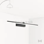 Luminaria Sigrid Black en fondo blanco mostrando su diseño lineal en acabado negro mate con luz LED cálida incorporada.