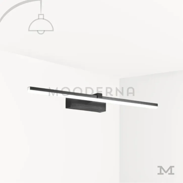 Luminaria Sigrid Black en fondo blanco mostrando su diseño lineal en acabado negro mate con luz LED cálida incorporada.