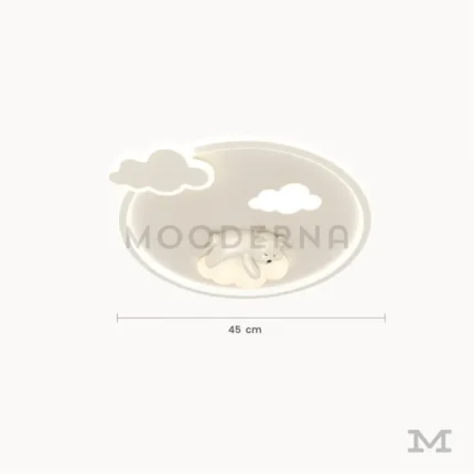 Sunny Bear con medidas exactas de 45 cm de diámetro, ideal para habitaciones infantiles que requieren buena iluminación general.