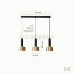 Kaira Mix con medidas reales y altura regulable hasta 1 metro, permitiendo una instalación personalizada según la altura del techo y la disposición del espacio.