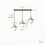 Valeria Black con medidas reales, destacando su altura de 20 cm y diámetro de 19 cm por luminaria, permitiendo visualizar correctamente su escala y proporción en el espacio.