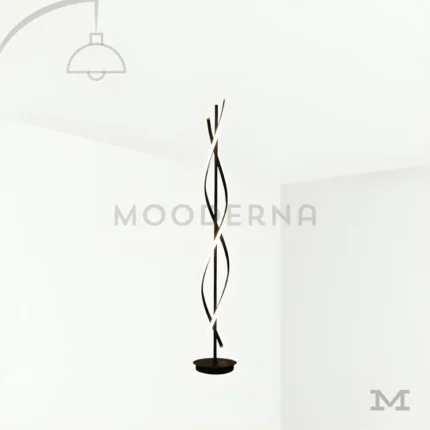 Livana Black en fondo blanco mostrando su diseño estilizado tipo escultura, con líneas curvas verticales que aportan un carácter artístico y contemporáneo, ideal como pieza protagonista en espacios modernos.