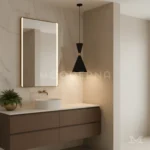 Galia Black en baño moderno, brindando una iluminación precisa y decorativa que complementa espacios funcionales con un toque elegante y sobrio.