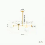 Sabina Gold con medidas reales, destacando su diámetro total de 80 cm y altura de 28 cm, permitiendo visualizar claramente su proporción sobre mesas y áreas sociales.