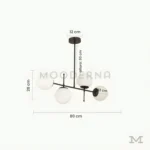 Sabina Black con medidas reales, destacando su diámetro total de 80 cm y altura de 28 cm, ideal para una correcta proporción sobre mesas de comedor y áreas sociales.