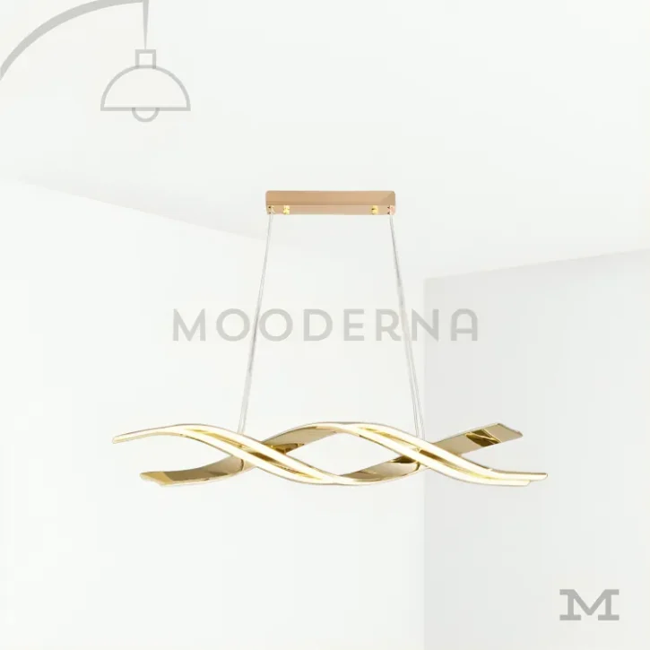 Perla Gold en fondo blanco, mostrando su diseño ondulado y elegante con acabado dorado satinado, ideal para aportar sofisticación y movimiento visual a espacios modernos.