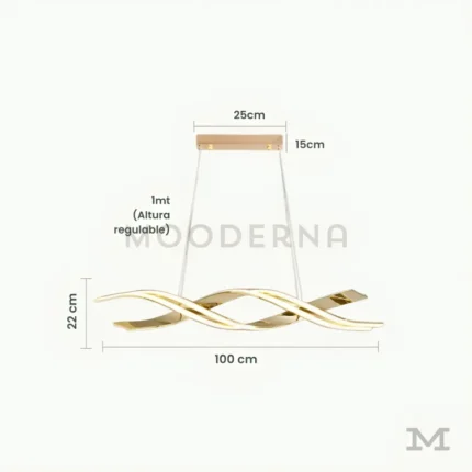 Perla Gold con medidas reales, destacando su diámetro de 100 cm y altura de 22 cm, con sistema de altura regulable hasta 1 metro que permite una instalación precisa según el ambiente.