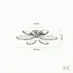 Loto Platinum con medidas reales, destacando su diámetro de 50 cm y altura total de 20 cm, ideal para espacios donde se busca una luminaria protagonista sin sobrecargar visualmente el ambiente.