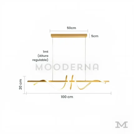 Rose Gold con medidas reales, destacando su diámetro de 100 cm y altura de 20 cm, con sistema de altura regulable hasta 1 metro para una instalación precisa sobre mesas de comedor amplias.