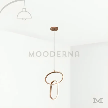 Lorea One Gold en fondo blanco mostrando su diseño moderno de líneas curvas y estructura delicada en acabado dorado satinado, ideal para espacios que buscan elegancia sutil sin sobrecargar el ambiente.