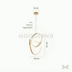 Vela One Gold con medidas reales, destacando su altura de 33 cm y cable regulable hasta 100 cm, permitiendo visualizar correctamente su proporción en el espacio.