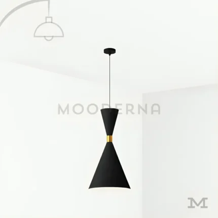 Galia Black en fondo blanco mostrando su diseño cónico minimalista en acabado negro mate, con líneas limpias y proporciones equilibradas ideales para espacios modernos y contemporáneos.