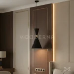 Galia Black en habitación contemporánea, creando una iluminación suave y dirigida ideal para mesas de noche, rincones decorativos o espacios de descanso.