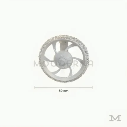 Karinna White con medidas referenciales, mostrando su diámetro de 50 cm y altura de 14 cm.